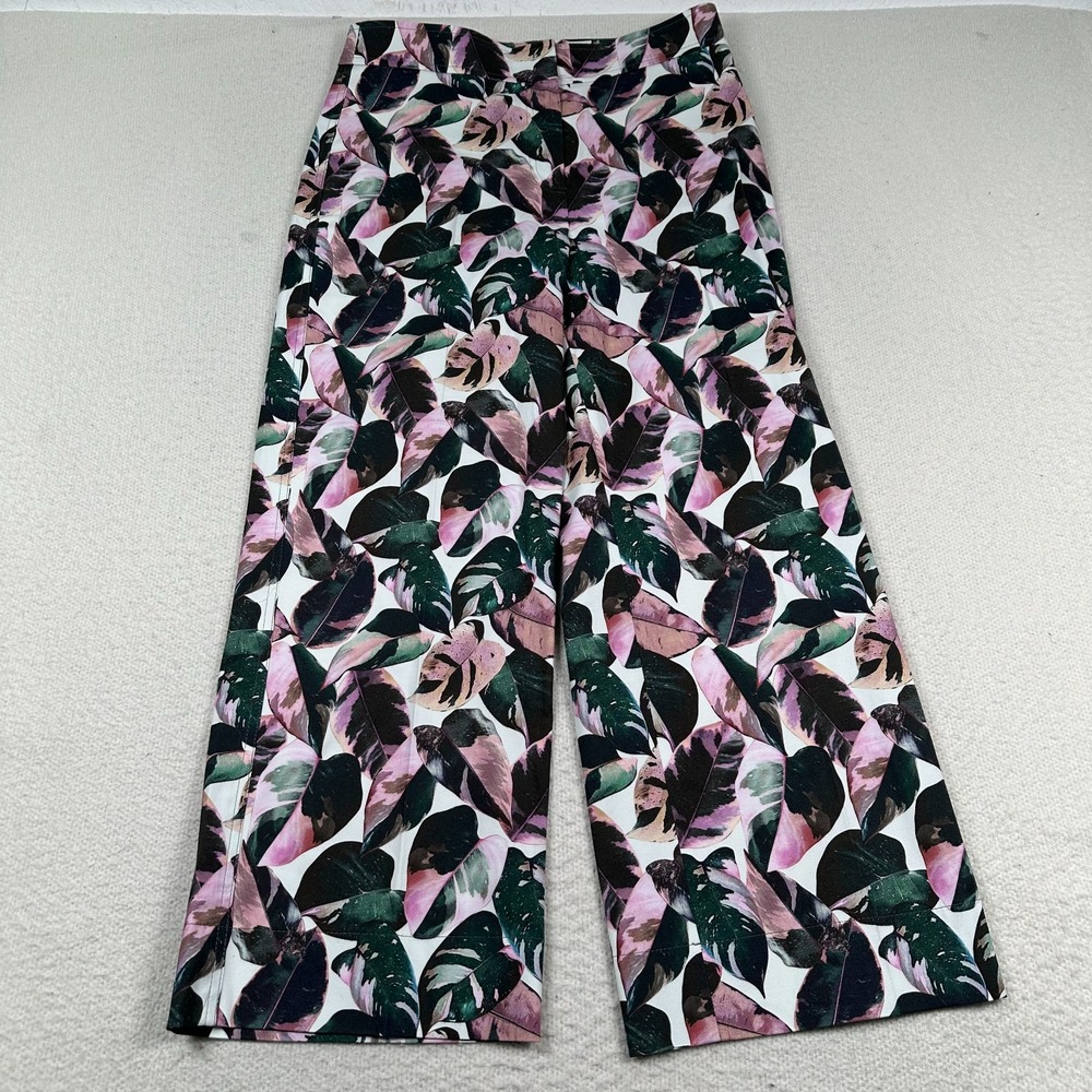 Akris Punto Pants Women's 6 Wide Leg Ankle Trouser Multicolor‎ Floral Lined